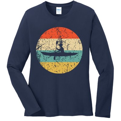 Kayaking Vintage Retro Kayak Ladies Long Sleeve Shirt