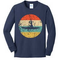 Kayaking Vintage Retro Kayak Kids Long Sleeve Shirt