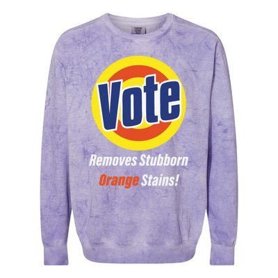 Kamala Vote Remove Stubborn Orange Stains Harris Funny Vote Gift Colorblast Crewneck Sweatshirt