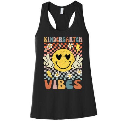 Kindergarten Vibes Retro Teacher 1st Day of School Women's Racerback Tank