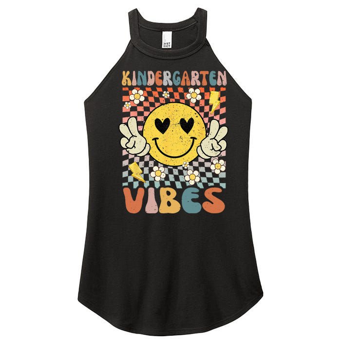 Kindergarten Vibes Retro Teacher 1st Day of School Women’s Perfect Tri Rocker Tank