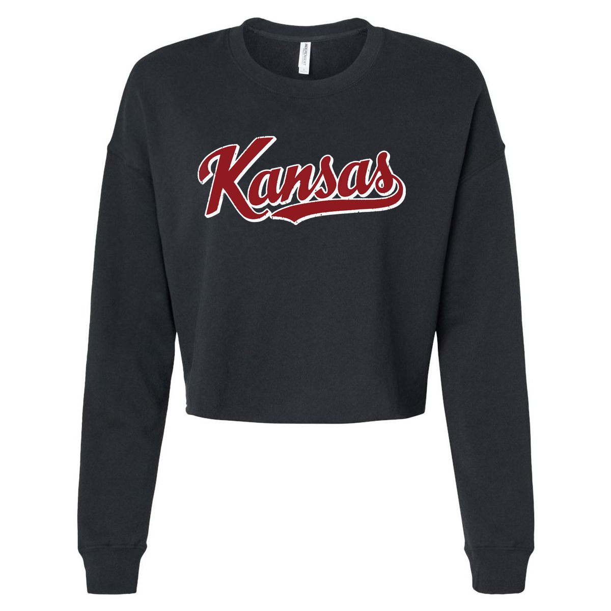 Kansas Vintage Sports Design Retro Script Cropped Pullover Crew