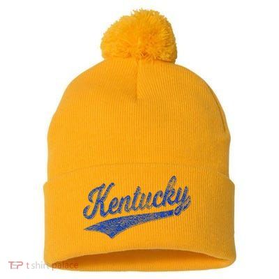 Kentucky Varsity Script Classic Sports Jersey Style Pom Pom 12in Knit Beanie