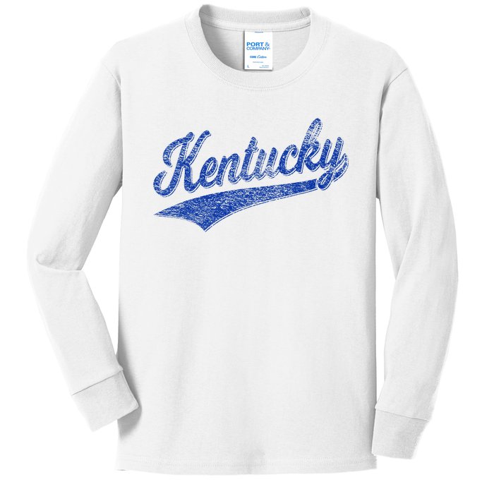 Kentucky Varsity Script Classic Sports Jersey Style Kids Long Sleeve Shirt