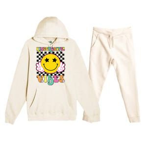 Kindergarten Vibes Smile Face Back To School Kinder Girl Premium Hooded Sweatsuit Set