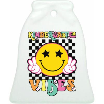 Kindergarten Vibes Smile Face Back To School Kinder Girl Ceramic Bell Ornament