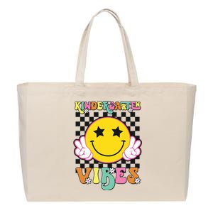 Kindergarten Vibes Smile Face Back To School Kinder Girl Cotton Canvas Jumbo Tote