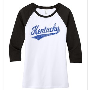 Kentucky Varsity Script Classic Sports Jersey Style Women's Tri-Blend 3/4-Sleeve Raglan Shirt