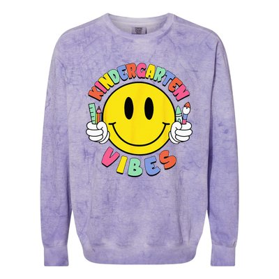 Kindergarten Vibes Teachers Kinder Crew Back To School Colorblast Crewneck Sweatshirt