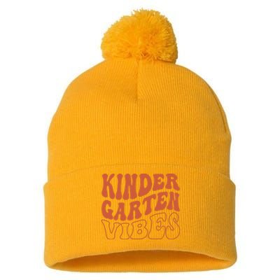 Kindergarten Vibes To School Teacher Pom Pom 12in Knit Beanie