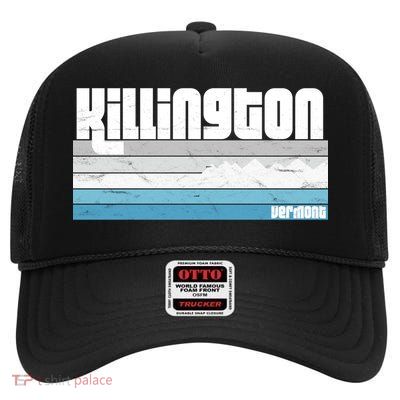 Killington Vermont Vt Retro Vacation Skiing Snowboarding Gift High Crown Mesh Back Trucker Hat