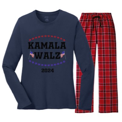 Kamala Waltz 2024Kamala Harris Tim Waltz 2024 Women's Long Sleeve Flannel Pajama Set 