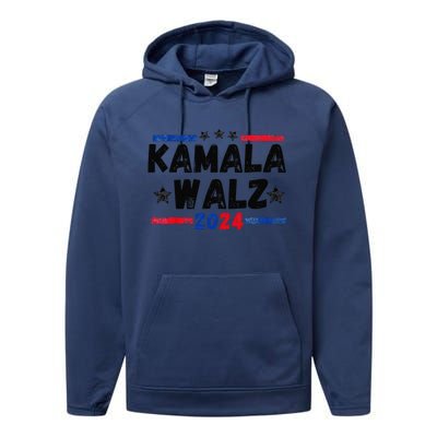 Kamala Walz 2024 For Brighter Tomorrow Performance Fleece Hoodie