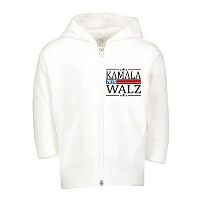 Kamala Walz 2024 Election Political Toddler Zip Fleece Hoodie