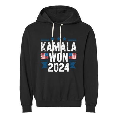 Kamala Won 2024 Election Inauguration Garment-Dyed Fleece Hoodie