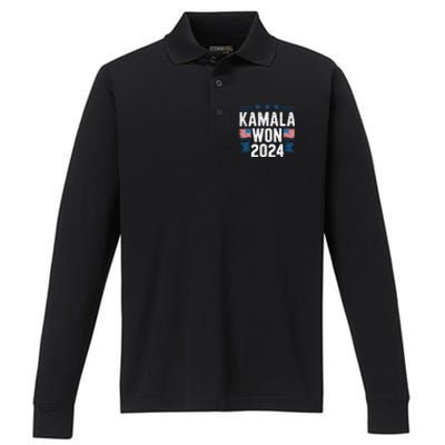 Kamala Won 2024 Election Inauguration Performance Long Sleeve Polo