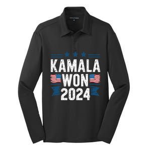 Kamala Won 2024 Election Inauguration Silk Touch Performance Long Sleeve Polo