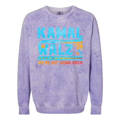 Kamala Waltz 2024 WeRe Not Going Back Harris Election Team Colorblast Crewneck Sweatshirt