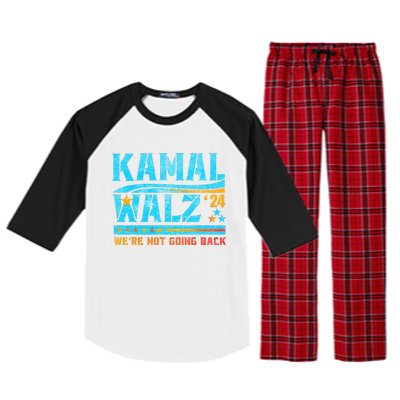 Kamala Waltz 2024 WeRe Not Going Back Harris Election Team Raglan Sleeve Pajama Set