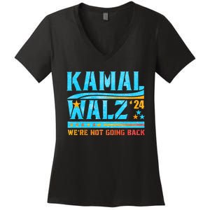 Kamala Waltz 2024 WeRe Not Going Back Harris Election Team Women's V-Neck T-Shirt