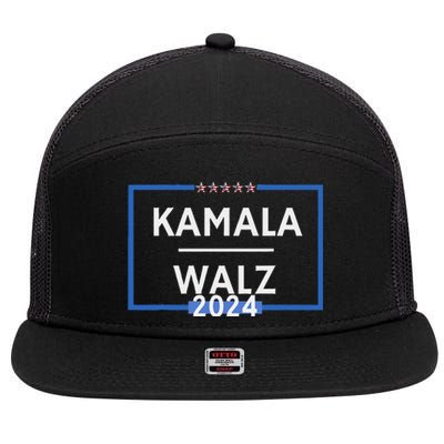 Kamala Walz 2024 Is President Election Is Vote Democratic 7 Panel Mesh Trucker Snapback Hat