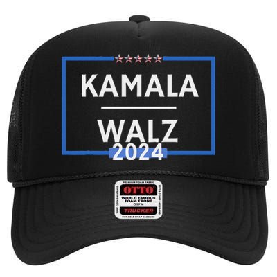 Kamala Walz 2024 Is President Election Is Vote Democratic High Crown Mesh Back Trucker Hat