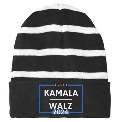 Kamala Walz 2024 Is President Election Is Vote Democratic Striped Beanie with Solid Band