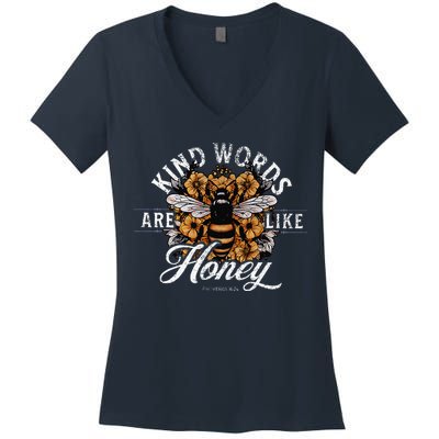 Kind Words Are Like Honey Bible Verse Christian Prayer Women's V-Neck T-Shirt