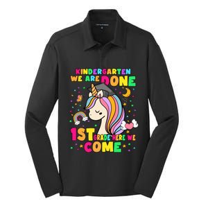 Kindergarten We Are Done 1St Grade Unicorn Gift Silk Touch Performance Long Sleeve Polo