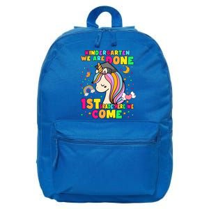 Kindergarten We Are Done 1St Grade Unicorn Gift 16 in Basic Backpack