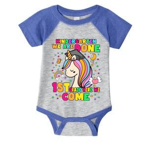 Kindergarten We Are Done 1St Grade Unicorn Gift Infant Baby Jersey Bodysuit