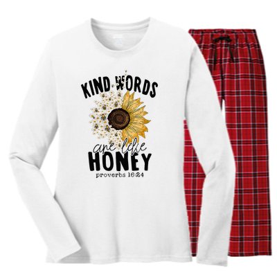 Kind Words Are Like Honey Jesus Christian Women Bible Women's Long Sleeve Flannel Pajama Set 