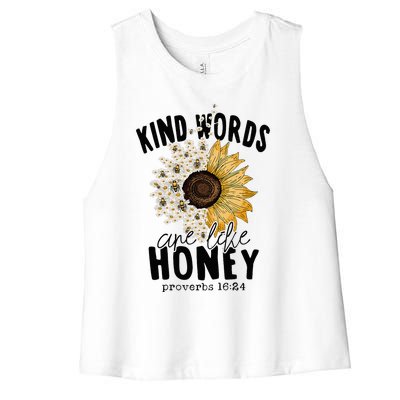 Kind Words Are Like Honey Jesus Christian Women Bible Women's Racerback Cropped Tank