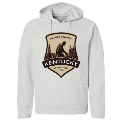 Kentucky With A Bigfoot Or A Sasquatch Performance Fleece Hoodie