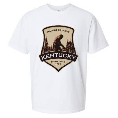 Kentucky With A Bigfoot Or A Sasquatch Sueded Cloud Jersey T-Shirt