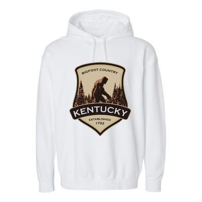 Kentucky With A Bigfoot Or A Sasquatch Garment-Dyed Fleece Hoodie