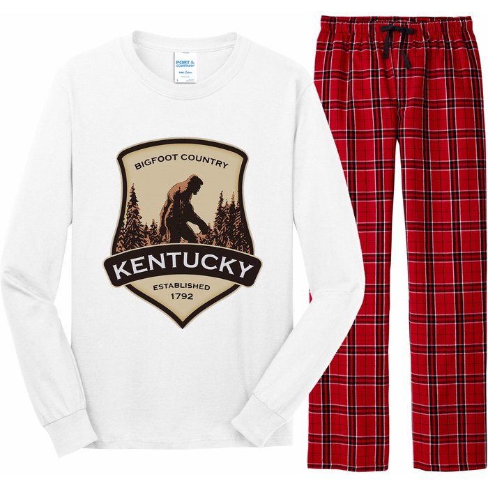 Kentucky With A Bigfoot Or A Sasquatch Long Sleeve Pajama Set