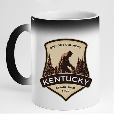 Kentucky With A Bigfoot Or A Sasquatch 11oz Black Color Changing Mug