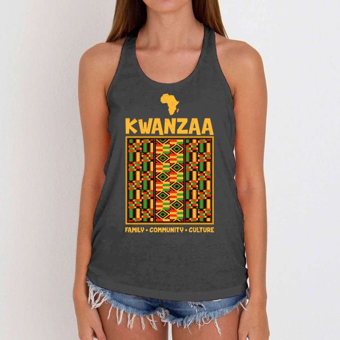 Kwanzaa Family Community Culture Women's Knotted Racerback Tank