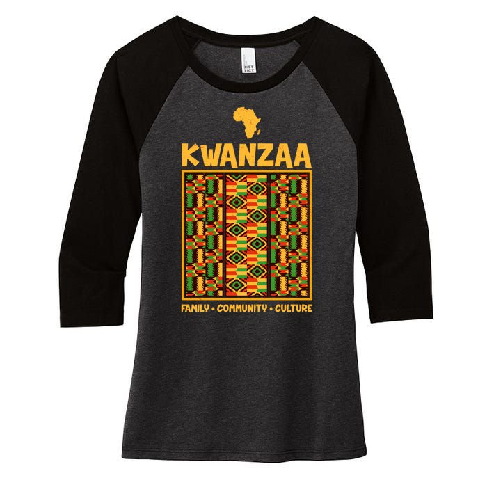 Kwanzaa Family Community Culture Women's Tri-Blend 3/4-Sleeve Raglan Shirt