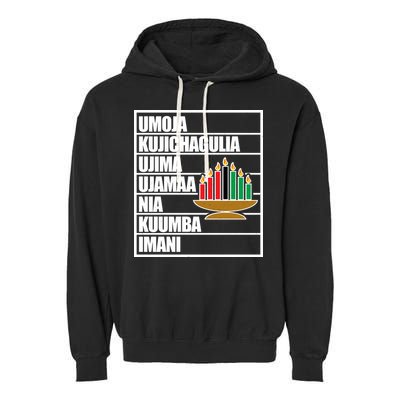 Kwanzaa Holiday Principles Kinara Candles Garment-Dyed Fleece Hoodie