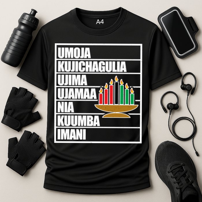 Kwanzaa Holiday Principles Kinara Candles Cooling Performance Crew T-Shirt