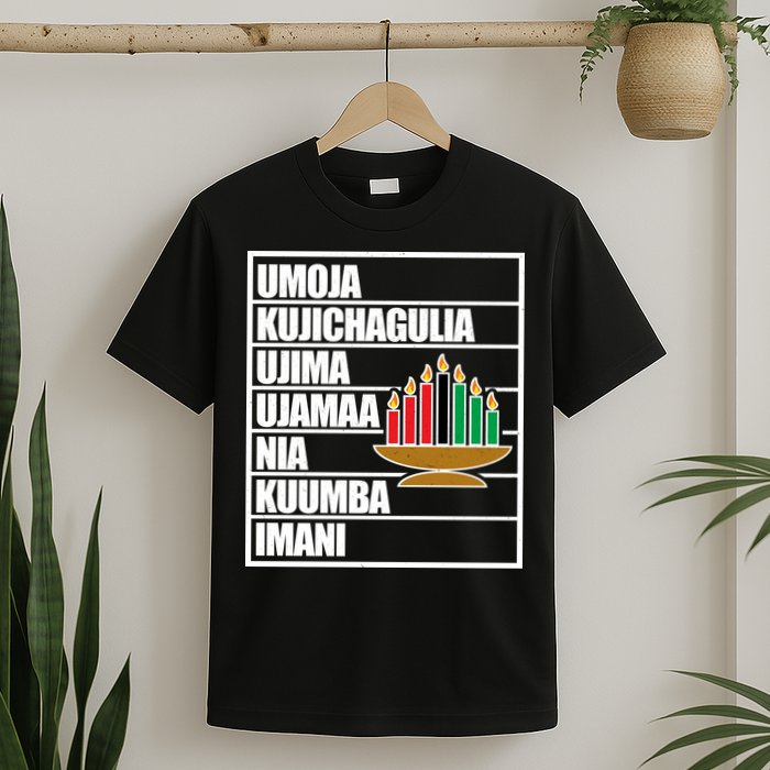 Kwanzaa Holiday Principles Kinara Candles T-Shirt