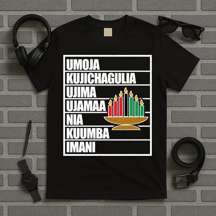Kwanzaa Holiday Principles Kinara Candles T-Shirt