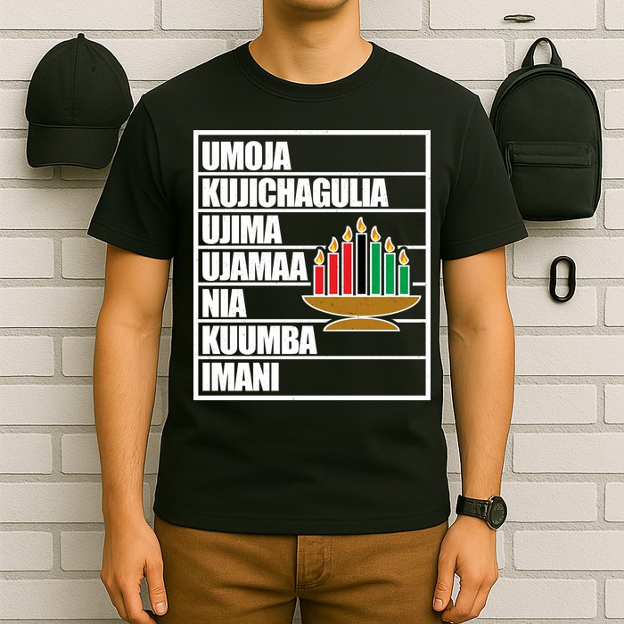 Kwanzaa Holiday Principles Kinara Candles T-Shirt