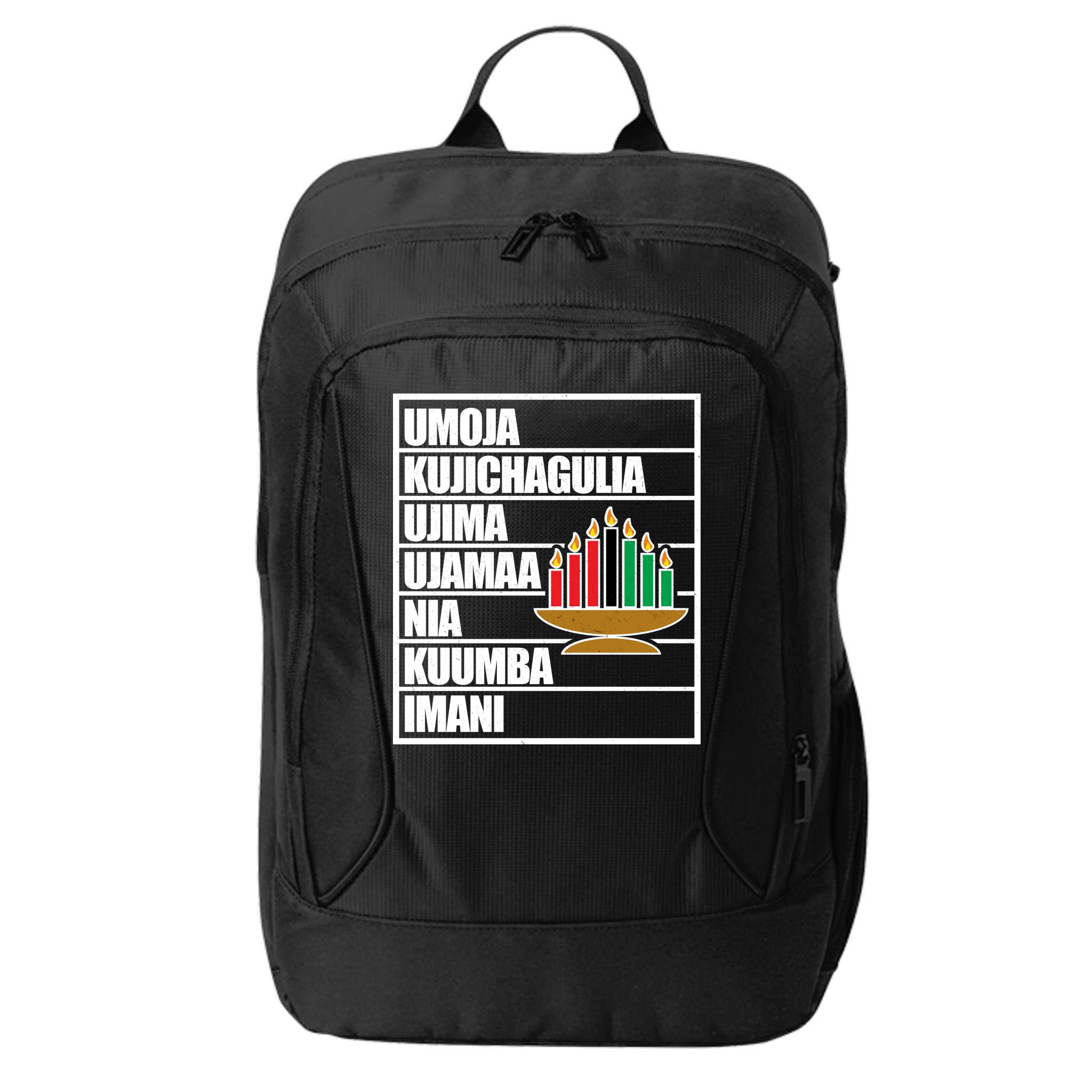 Kwanzaa Holiday Principles Kinara Candles City Backpack