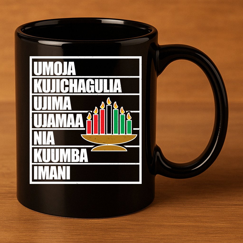 Kwanzaa Holiday Principles Kinara Candles 11oz C Handle Ceramic Mug