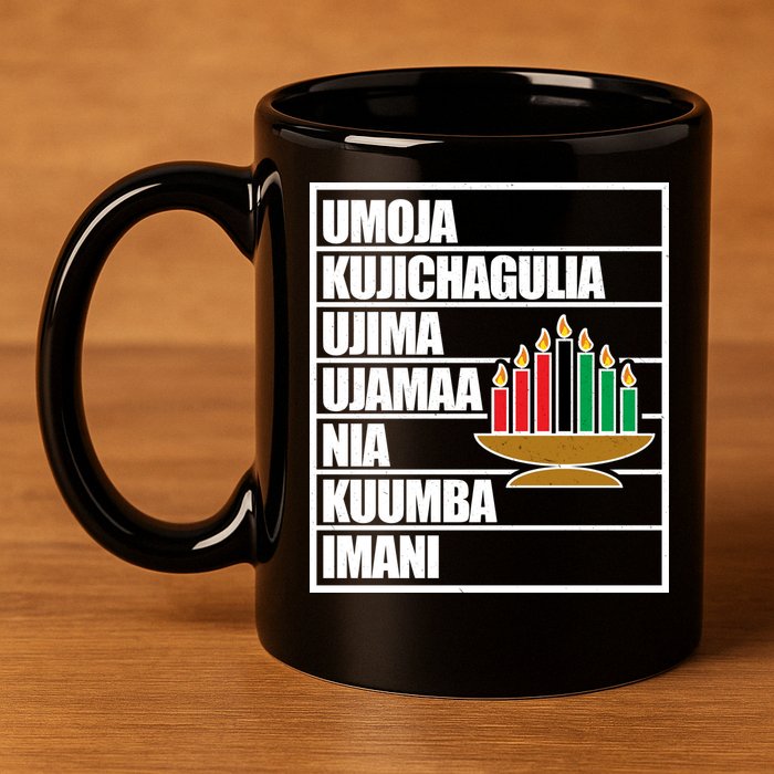 Kwanzaa Holiday Principles Kinara Candles 11oz C Handle Ceramic Mug