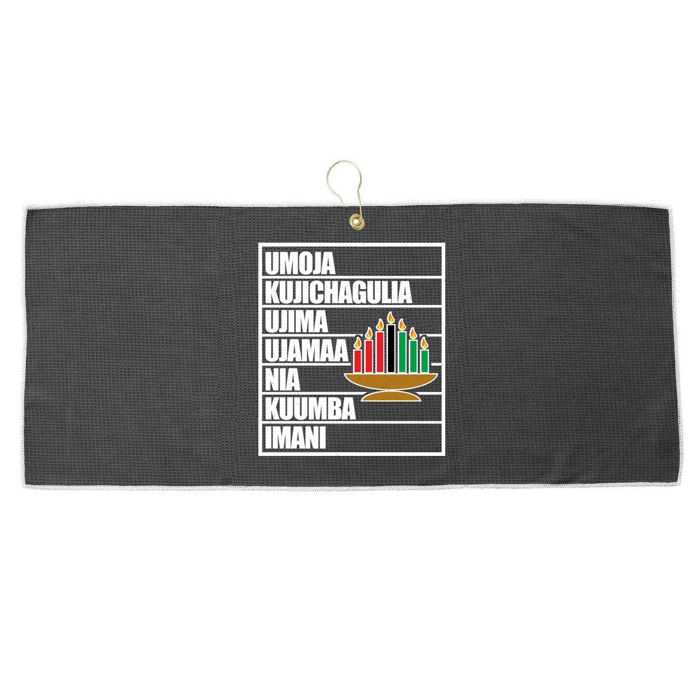 Kwanzaa Holiday Principles Kinara Candles Large Microfiber Waffle Golf Towel