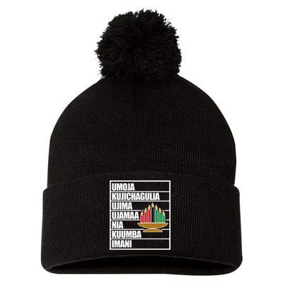 Kwanzaa Holiday Principles Kinara Candles Pom Pom 12in Knit Beanie